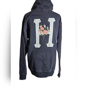 Huf Blue Floral Graphic Hoodue Sweatshirt